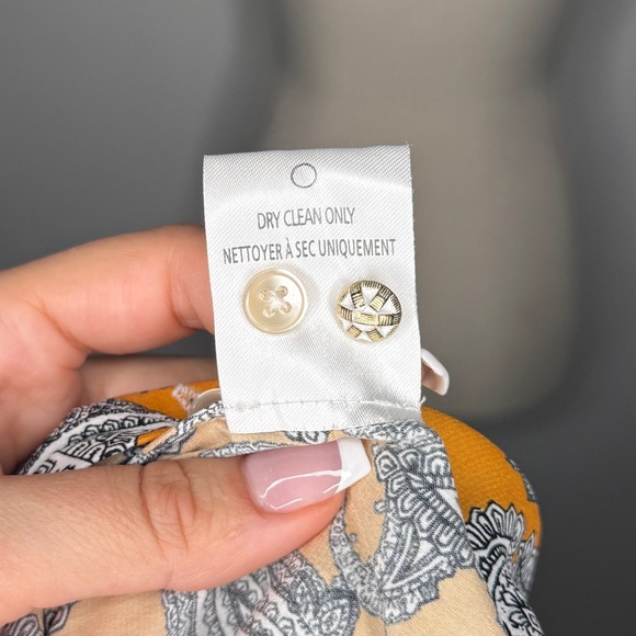 Robert Graham Silk Blend Paisley Button Down Shirt Mustard Black White Size L - Picture 8 of 9